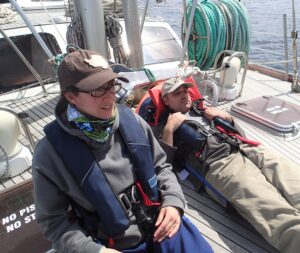 Enjoying the sail down the Beagle Channel on Ocean Tramp
